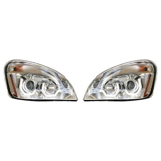 Freightliner Cascadia Chrome Projection Headlight Assembly With LED Light Bar