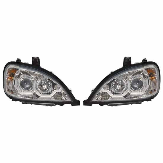 Freightliner Columbia Chrome Projection Headlight With Dual Function LED Light Bar