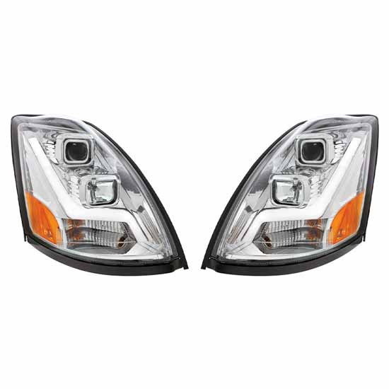 Volvo VNL Gen II Chrome Projection Headlight With LED Position Light Bar