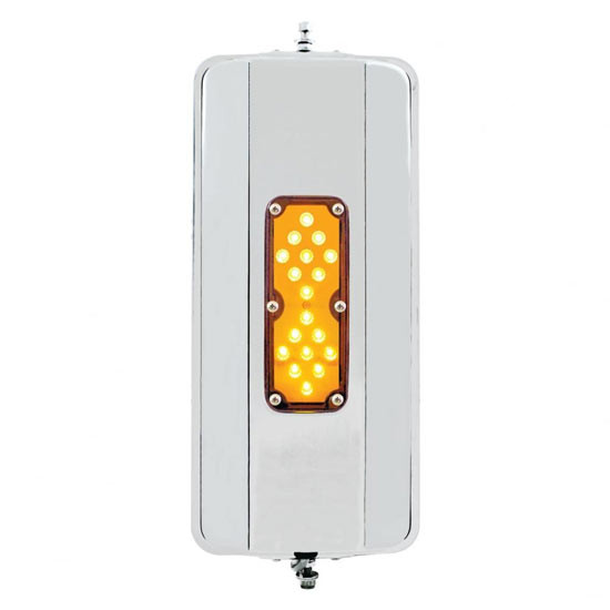 7 X 16 Inch Stainless Steel West Coast Style Mirror With 18 Amber LEDs