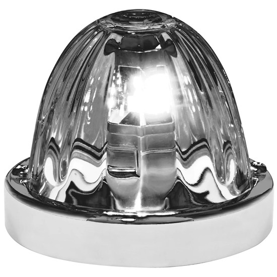 3.5 Inch Glass Watermelon 1157 Light W/ Stainless Steel Bezel- Clear LED/ Smoked Lens