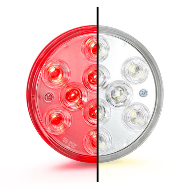 4 Inch Round Dual LED Light Red/White W/ Amber Strobe