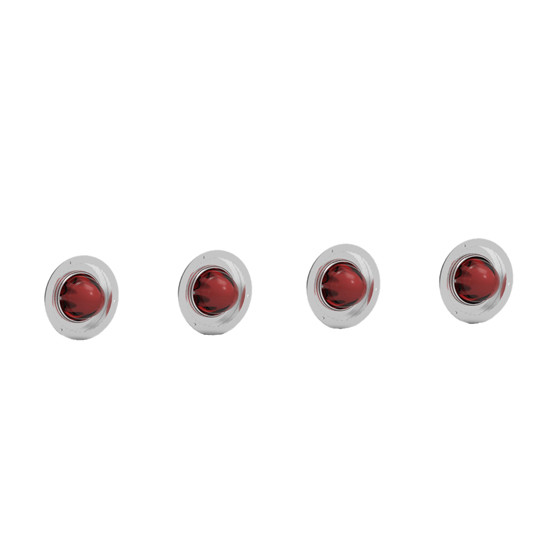 4 Piece Stainless Steel Sleeper Light Adapter Kit W/ Standard Watermelon- Red LED Light/ Clear Lens