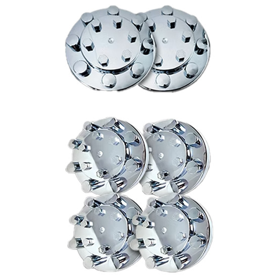 Chrome Plastic Front & Rear Axle Cover Kit With Top Hat Nut Covers