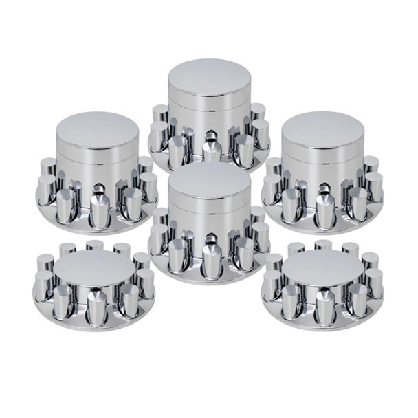 Flat Hub Cap Axle Cover Kit W/ 33MM Cylinder Nut Covers