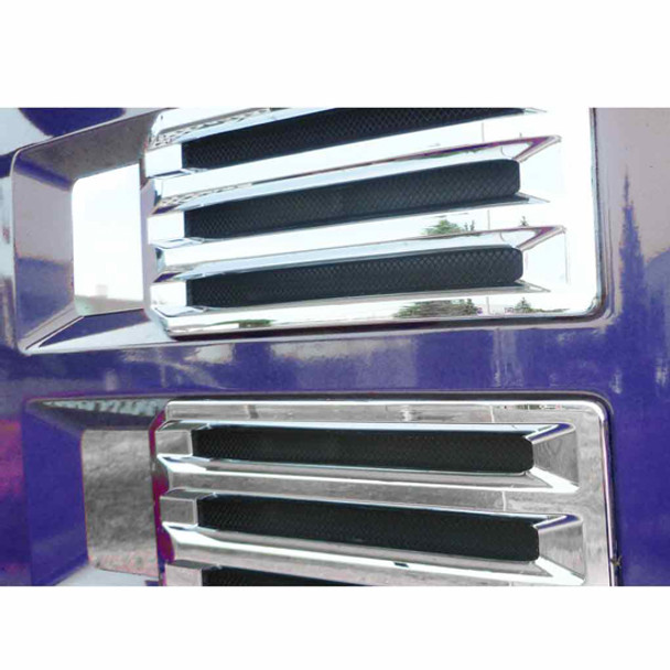 Stainless Steel Air Intake Trims With Recessed Inserts- 4 Piece Fits Mack Anthem