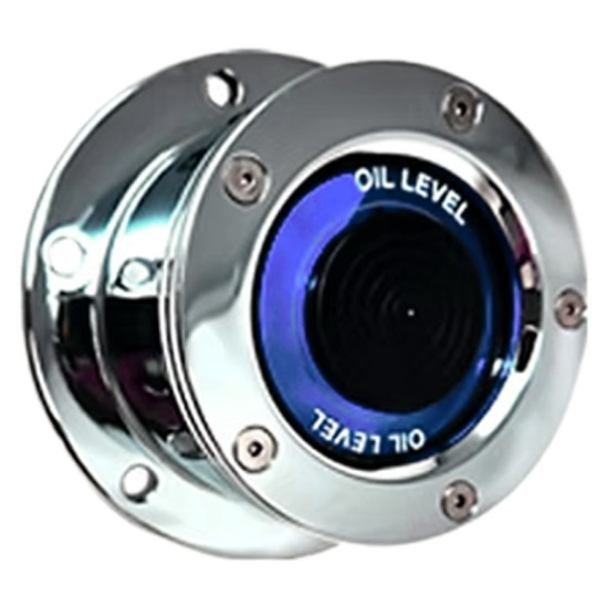 Chrome Aluminum Front Oil Cap Cover W/ Blue Window