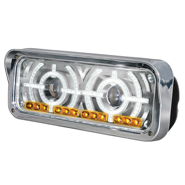7 X 16 Inch Passenger Side Chrome Projector Headlight Fits Kenworth W900 & Peterbilt 379