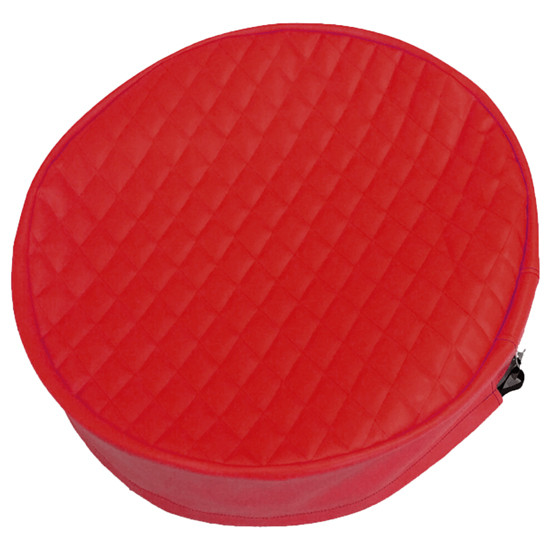 Red Quilted Vinyl End Covers For 37.5 Inch Diameter Fuel Tanks W/ 7.5 Inch Sleeve By Robert James Fits Peterbilt