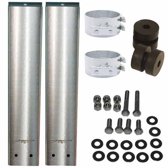 5 Inch Stainless Steel T-Pipe Hanger Clamp Kit Fits Peterbilt Exhaust Kits W/ Long Drop Elbows