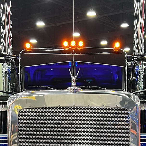 14 Inch 304 Stainless Steel Heavy Duty Bowtie Visor Fits Peterbilt 589 Ultracab