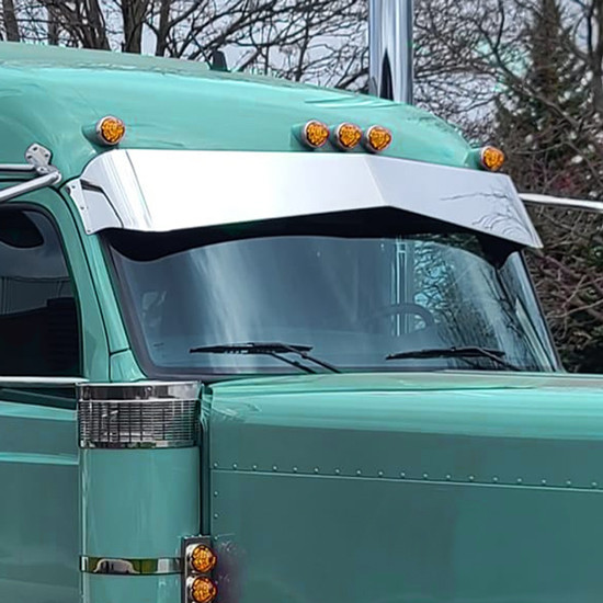 12 To 8 Inch Stainless Steel Reverse Bowtie Side Mount Visor Fits Peterbilt 589