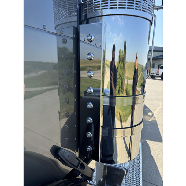 Stainless Steel Strapless Air Breather Panels W/ 8 Round 3/4 Inch Light Holes On Each Panel Fits Peterbilt 589