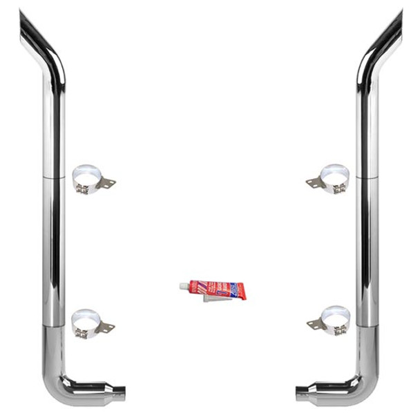 7-5 X 114 Inch Chrome Exhaust Kit W/ Bull Hauler Stacks & Long Drop Elbows By BESTfit Fits Peterbilt 359 7-5 X 114 Inch Chrome Exhaust Kit W/ Bull Hauler Stacks & Long Drop Elbows By BESTfit Fits Peterbilt 359