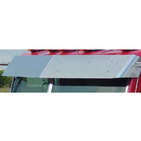 11 Inch Stainless Steel Louvered Drop Visor Fits Peterbilt Flat Top W/ Door Mounted Mirrors
