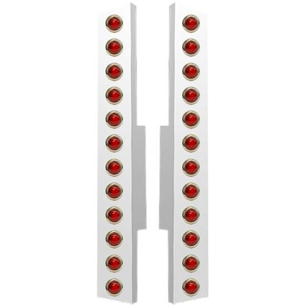 Valley Chrome Stainless Steel Rear Air Cleaner Light Panel W/ 24 Red LED Red Lens Bullseye Lights Fits Peterbilt 377, 378 & 379