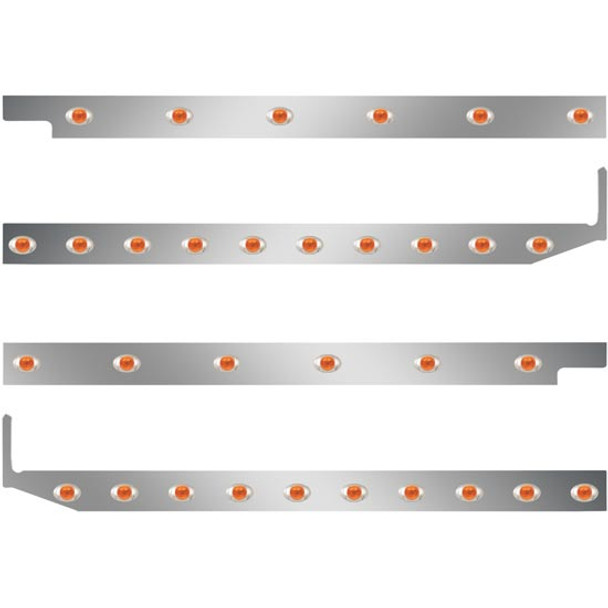 2.5 Inch Stainless Steel Cab-Sleeper Panels W/ 32 P3 Amber/Amber LEDs Fits Peterbilt 567 121BBC, 579 123BBC 2.5 Inch Stainless Steel Cab-Sleeper Panels W/ 32 P3 Amber/Amber LEDs Fits Peterbilt 567 121BBC, 579 123BBC