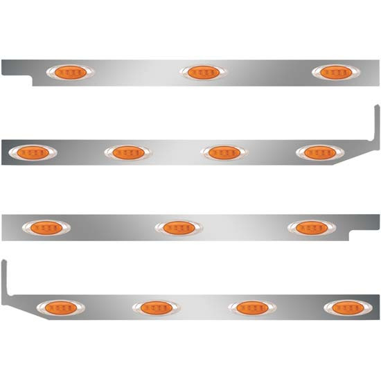 2.5 Inch Stainless Steel Cab-Sleeper Panels W/ 14 P1 Amber/Amber LEDs Fits Peterbilt 567 121BBC, 579 123BBC