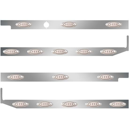 2.5 Inch S.S. Cab-Sleeper Panels W/ 16 P1 Amber/Clear LEDs Fits Peterbilt 567 121BBC, 579 123BBC