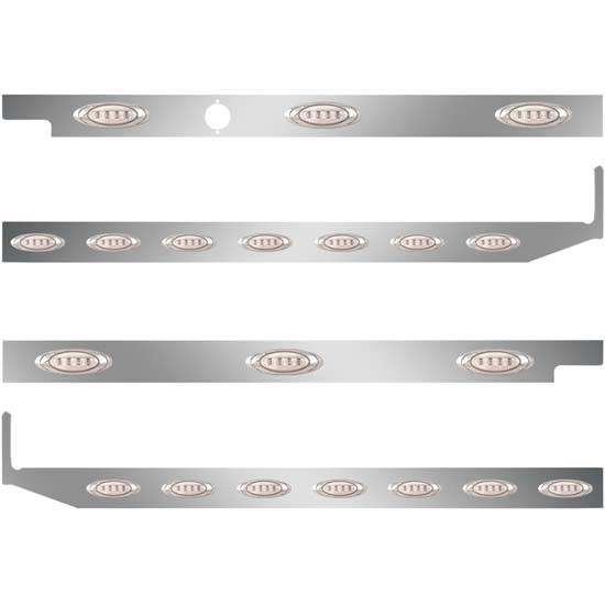 2.5 Inch Stainless Cab-Sleeper Panels W/ 20 P1 Amber/Clear LEDs Fits Peterbilt 567 121BBC, 579 123BBC