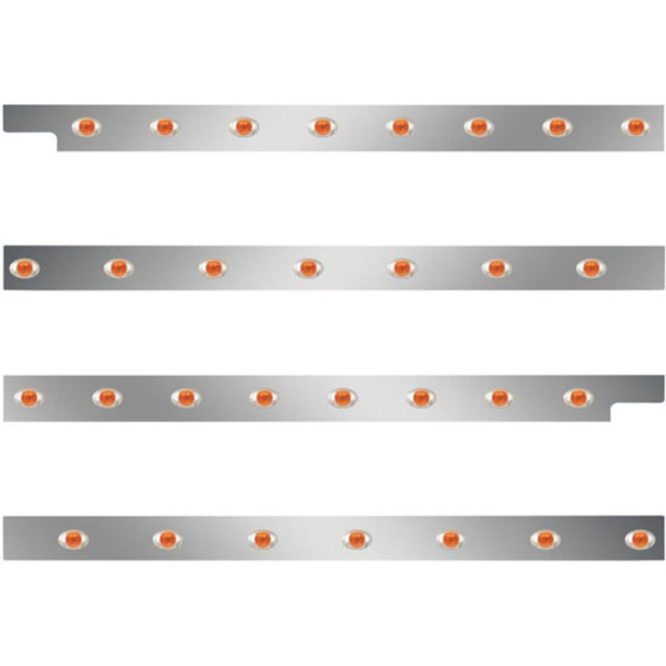 2.5 Inch Stainless Steel Cab-Sleeper Panels W/ 30 P3 Amber/Amber LEDs Fits Peterbilt 567 121BBC, 579 123BBC W/ 58 Inch Sleeper W/O Extenders