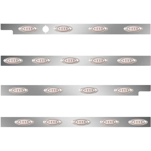 2.5 Inch Stainless Cab-Sleeper Panels W/ 18 P1 Amber/Clear LEDs Fits Peterbilt 567 121BBC, 579 123BBC W/ 80 Inch Sleeper W/O Extenders