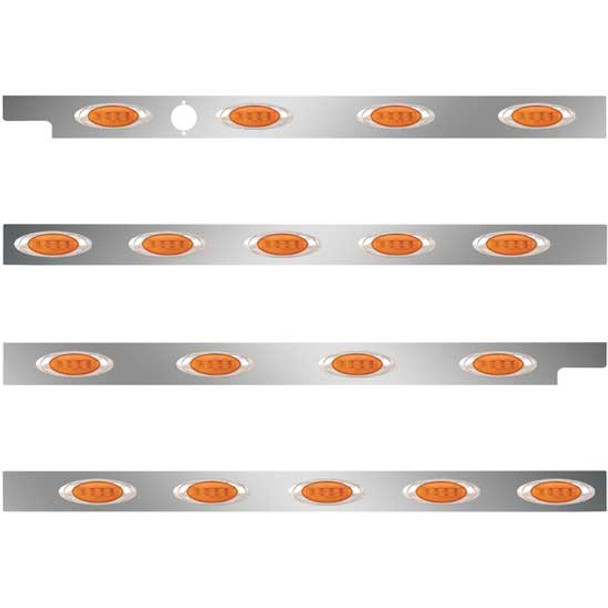 2.5 Inch Stainless Cab-Sleeper Panels W/ 18 P1 Amber/Amber LEDs Fits Peterbilt 567 121BBC, 579 123BBC W/ 72 Inch Sleeper W/O Extenders