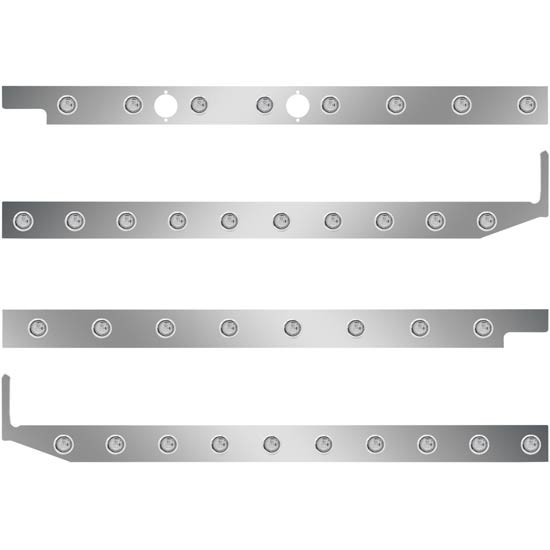 2.5 Inch Stainless Steel Cab-Sleeper Panels W/ 36 - 3/4 Inch Amber/Clear LEDs Fits Peterbilt W/ 58 Inch Sleeper W/ Extenders