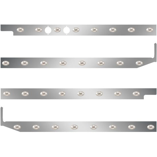 2.5 Inch Stainless Steel Cab-Sleeper Panels W/ 32 P3 Amber/Clear LEDs Fits Peterbilt W/ 44 Inch Sleeper W/ Extenders