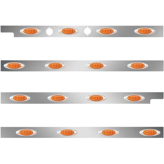 2.5 Inch Stainless Steel Cab-Sleeper Panels W/ 16 P1 Amber/Amber LEDs Fits Peterbilt W/ 58 Inch Sleeper W/O Extenders