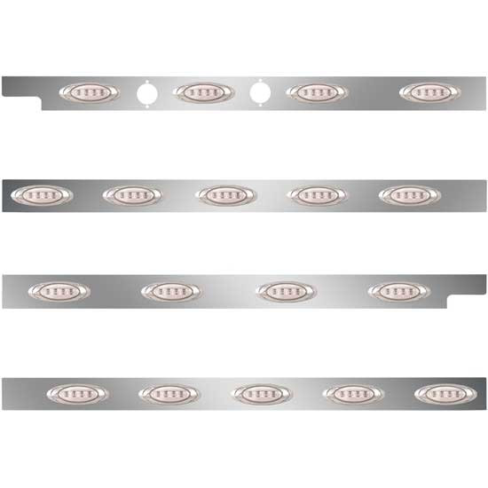 2.5 Inch Stainless Steel Cab-Sleeper Panels W/ 18 P1 Amber/Clear LEDs Fits Peterbilt 567 121BBC, 579 123BBC W/ 80 Inch Sleeper W/O Extenders