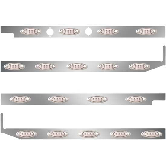 2.5 Inch Stainless Steel Cab-Sleeper Panels W/ 18 P1 Amber/Amber LEDs Fits Peterbilt W/ 58 Inch Sleeper W/ Extenders