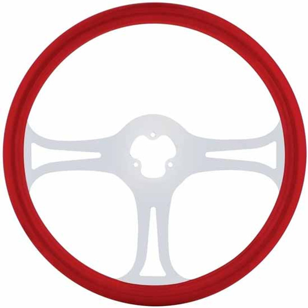 18 Inch Red Wood Steering Wheel Kit W/ 3 Chrome Spoke With Blade Cutouts Fits Peterbilt 2006-2013 18 Inch Red Wood Steering Wheel Kit W/ 3 Chrome Spoke With Blade Cutouts Fits Peterbilt 2006-2013