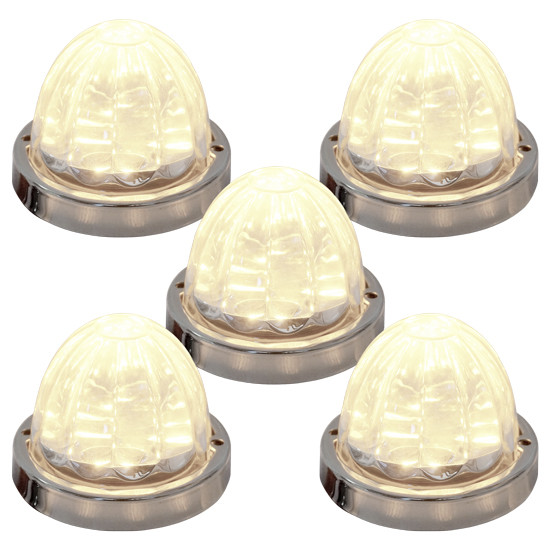 5 Pack Of 3.5 Inch Large Watermelon Style Dual Function Light W/ Stainless Bezel & Warm White LED/ Clear Lens By Legendary