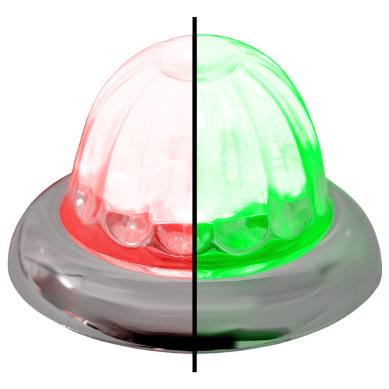 1.5 Inch Small Watermelon Style Dual Function & Tone Light W/ Curved Chrome Bezel & Red- Green LED/ Clear Lens By Legendary