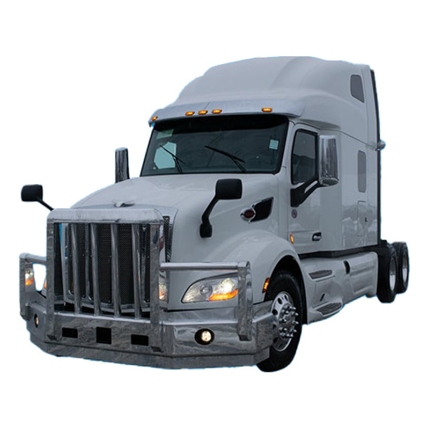 4 Post Grizzly Moose Bumper Guard W/ Radar Compliance, Vertical Grille Bars, Dual Tow Pins & OEM Driving Light Cutouts Fits Peterbilt 579