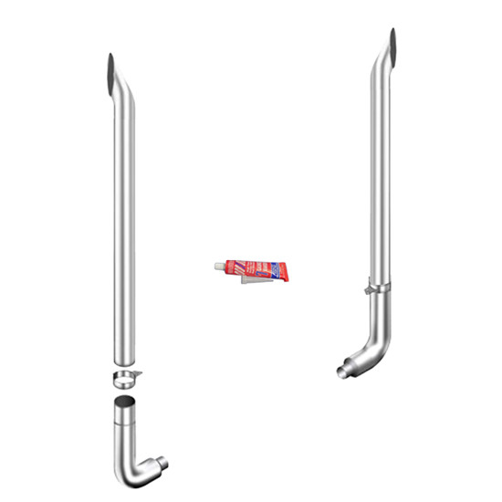 7 X 108 Inch Short 30 Exhaust Kit W/ 7-5 Inch Long Drop Elbows, W/ Out Tee & W/ Out Cab Brackets By Lincoln Chrome Fits Peterbilt 359