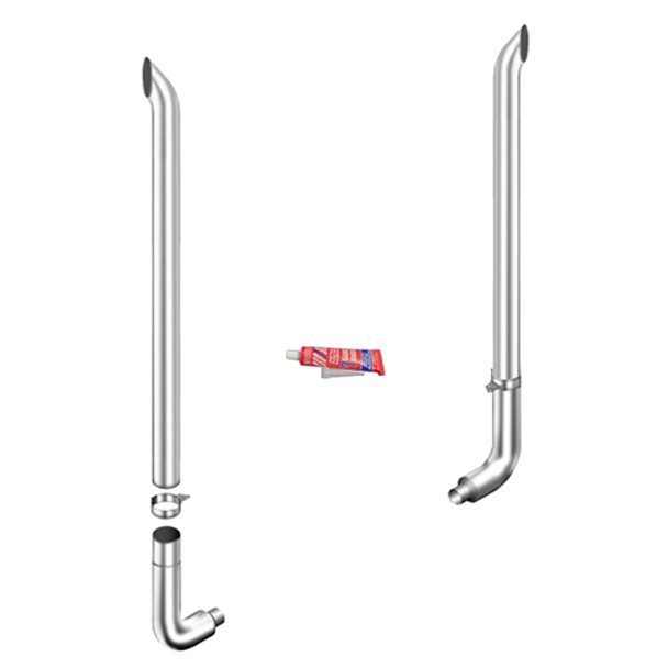 7 X 108 Inch West Coast Turn Exhaust Kit W/ 7-5 Inch Long Drop Elbows, W/ Out Tee & W/ Out Cab Brackets By Lincoln Chrome Fits Peterbilt 359