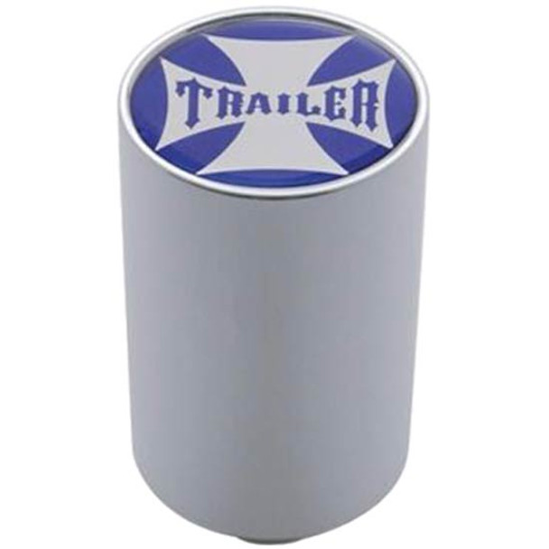 Chrome Trailer 3 Inch Air Valve Knob W/ Blue Maltese Cross Sticker, Screw On Chrome Trailer 3 Inch Air Valve Knob W/ Blue Maltese Cross Sticker, Screw On