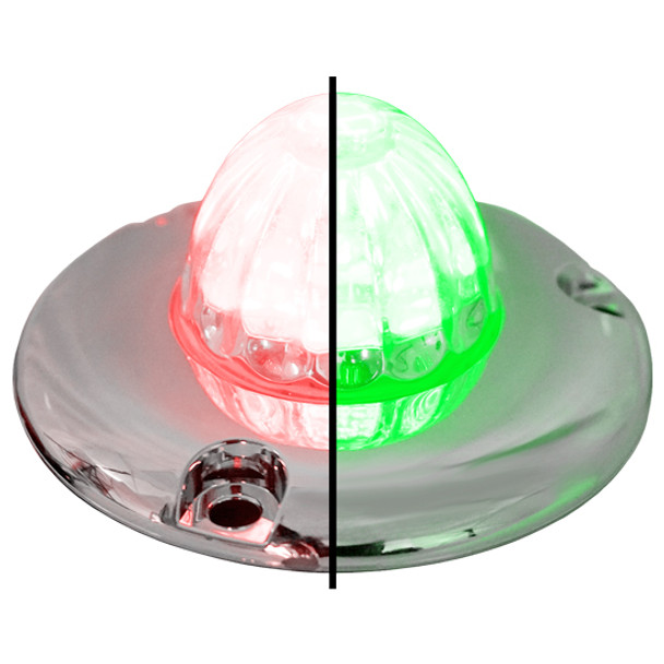 1.5 Inch Small Watermelon Style Dual Function & Tone Light W/ Flat Chrome Bezel & Red- Green LED/ Clear Lens By Legendary