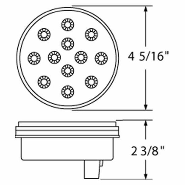 12 Diode 4 Inch LED With Reflector, Red LED/ Clear Lens