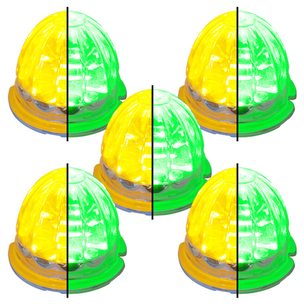 5 Pack Of 3.5 Inch Large Watermelon Style Dual Function & Tone Light With Amber- Green LED/ Clear Lens By Legendary