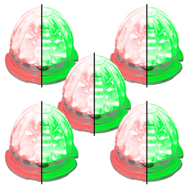 5 Pack Of 3.5 Inch Large Watermelon Style Dual Function & Tone Light With Red- Green LED/ Clear Lens By Legendary