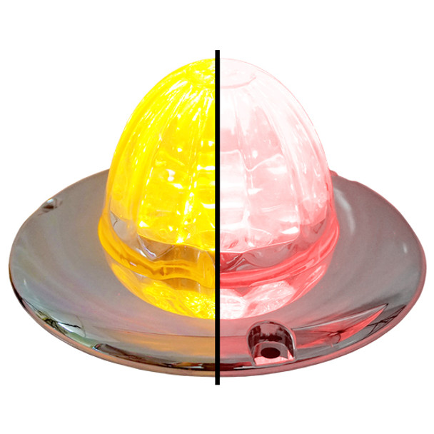 3.5 Inch Large Watermelon Style Dual Function & Tone Light W/ Flat Chrome Bezel & Amber- Red LED/ Clear Lens By Legendary