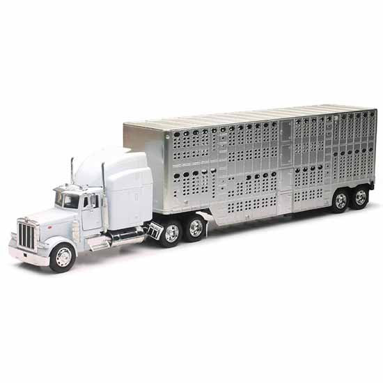 1:32 Scale Kenworth W900 Pot Belly Livestock Diecast Model W/ White Cab By Chrome Shop Mafia