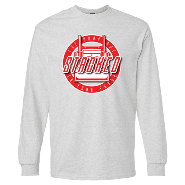 Ash Gray Long Sleeve T-Shirt with Stacked 4 State Trucks Logo - Large