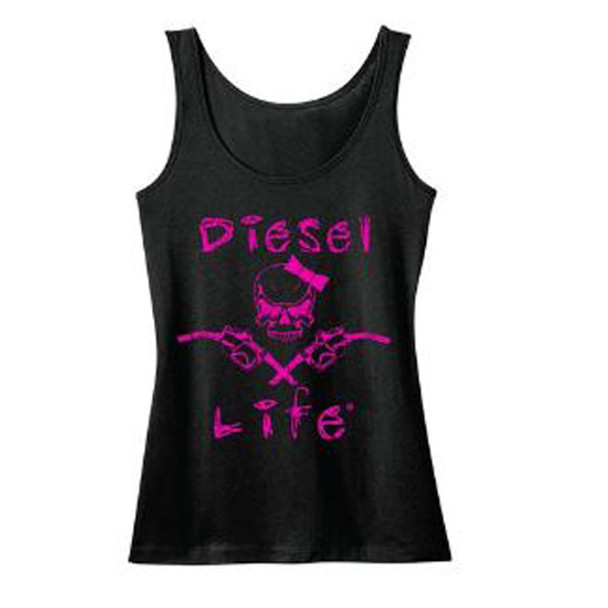 Black & Pink Diesel Life Ladies Skull & Pumps Tank Top - X- Large
