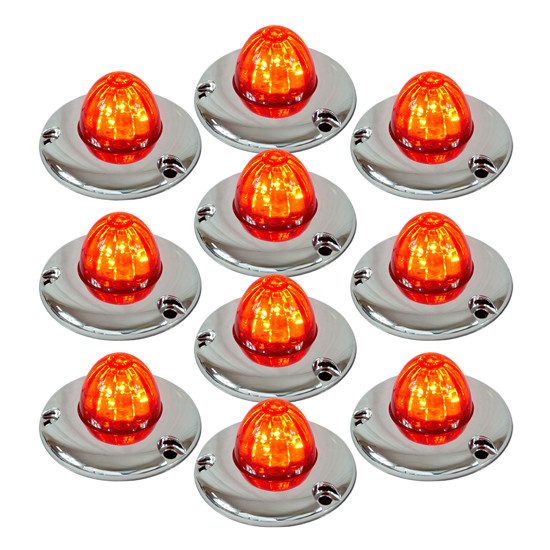 Legendary 1-1/2 Glass Watermelon Red-Red 2 Wire Single Function Chrome Flat Bezel LED Light - 10 Pack