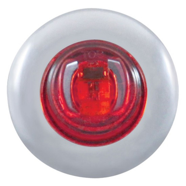 2 Diode Red LED Mini Bulkhead Marker Light Red Lens W/ Stainless Steel Bezel