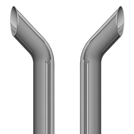 7 X 84 Inch Bull Hauler Exhaust Kit W/ 7 Inch Long Drop Elbows, W/ Out Tee & 4 Cab Brackets By Lincoln Chrome Fits Peterbilt 359 Day Cab